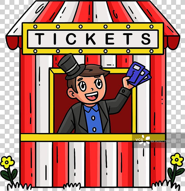 马戏团售票亭卡通剪贴画图片素材
