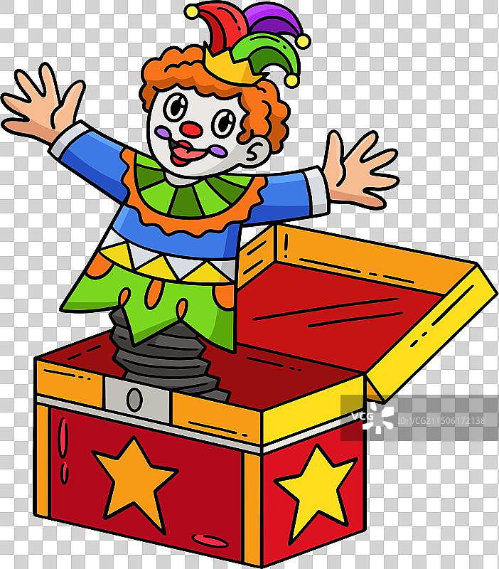 盒子里的马戏团小丑卡通剪贴画图片素材