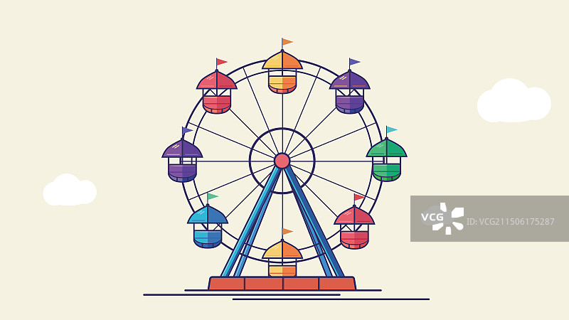 摩天轮游乐场矢量插画/建筑插画图片素材