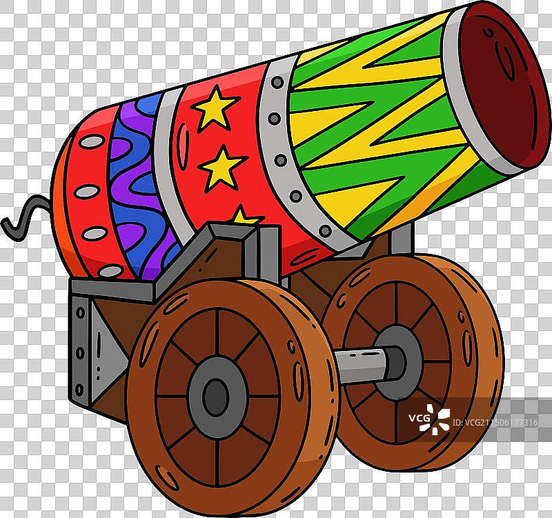 马戏团大炮卡通彩色剪贴画图片素材