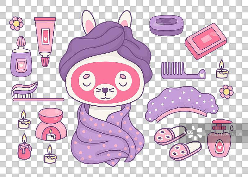 淋浴化妆品和水疗护理可爱兔子图片素材