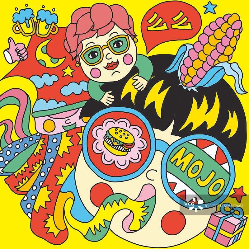 人物描边插画图片素材