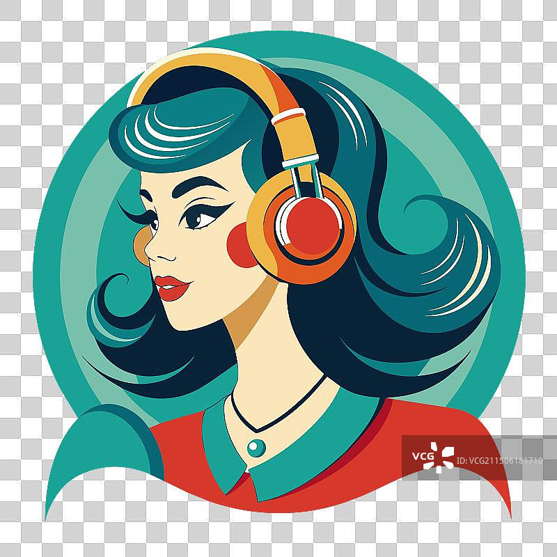 听音乐的复古女孩图片素材
