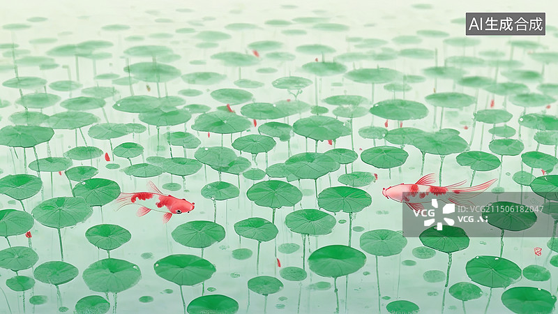 【AI数字艺术】锦鲤墨水插画图片素材