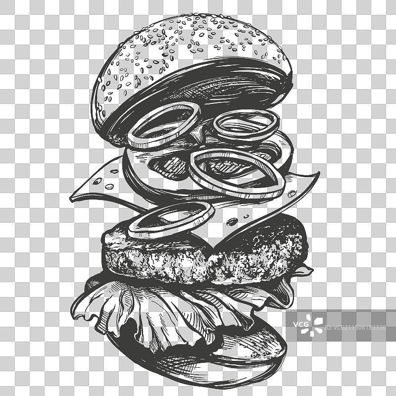 手绘大汉堡图片素材