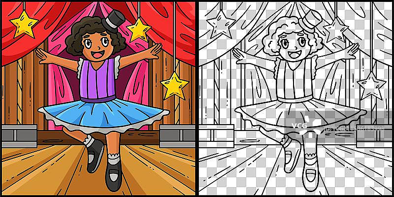 马戏团跳舞的彩色芭蕾舞女演员图片素材