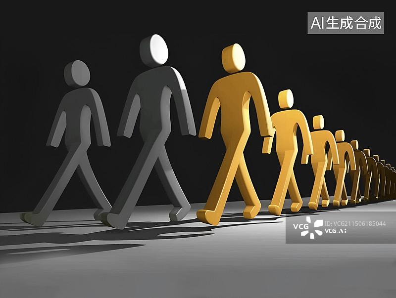 【AI数字艺术】灰色背景下的木制人体模型图片素材