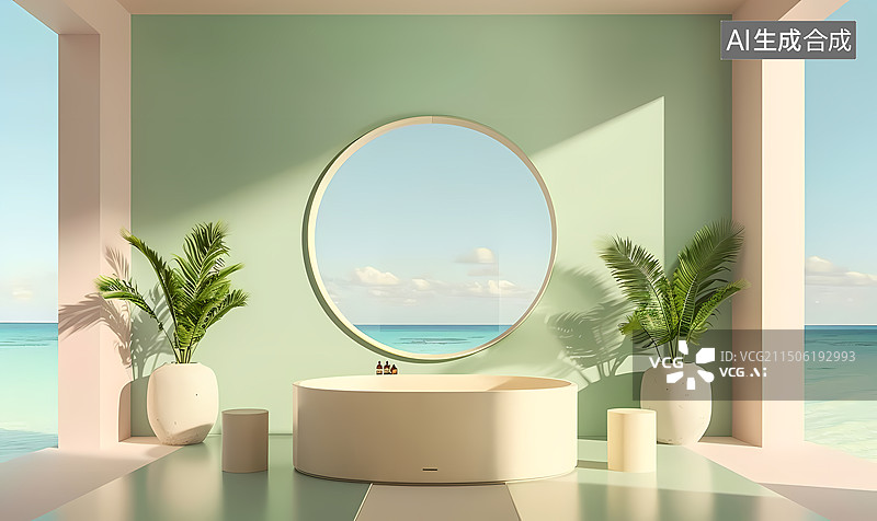 【AI数字艺术】电商浴室室内场景图片素材