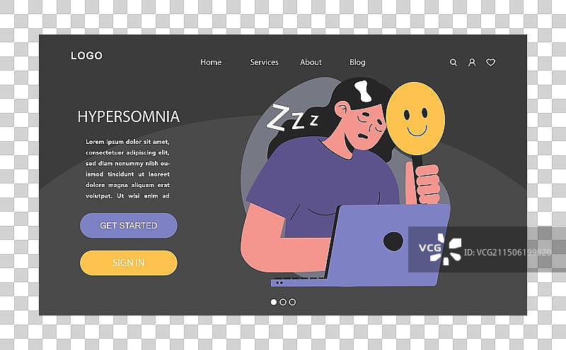 发作性睡病暗黑或夜间模式网页着陆页图片素材