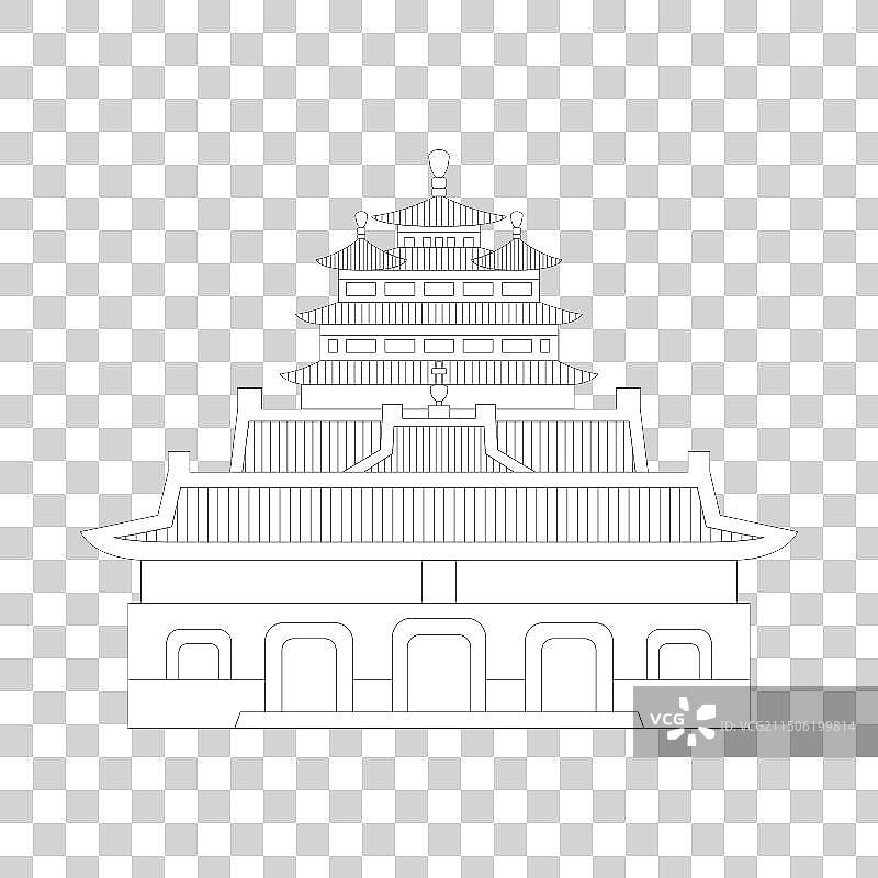 普宁寺建筑线稿图片素材