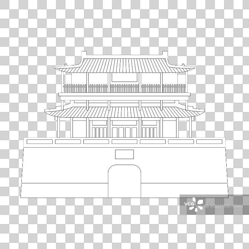 沧州市清风楼建筑线稿图片素材