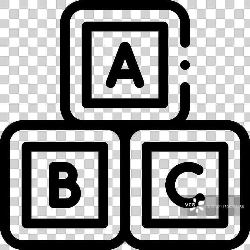 abc积木图标线性设计图片素材
