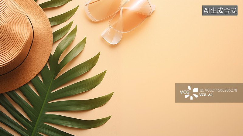 【AI数字艺术】海边度假防晒护肤品图片素材