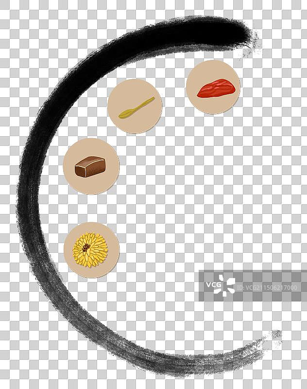 水墨与草本植物图片素材