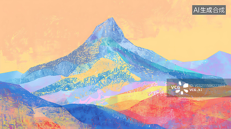 【AI数字艺术】莫兰迪色极简油画山景壁纸图片素材