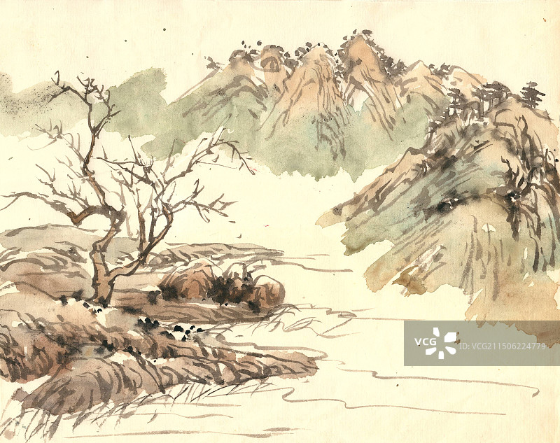 山下的河流图片素材