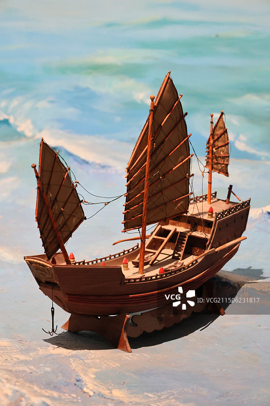 中国华侨历史博物馆的海上帆船模型图片素材
