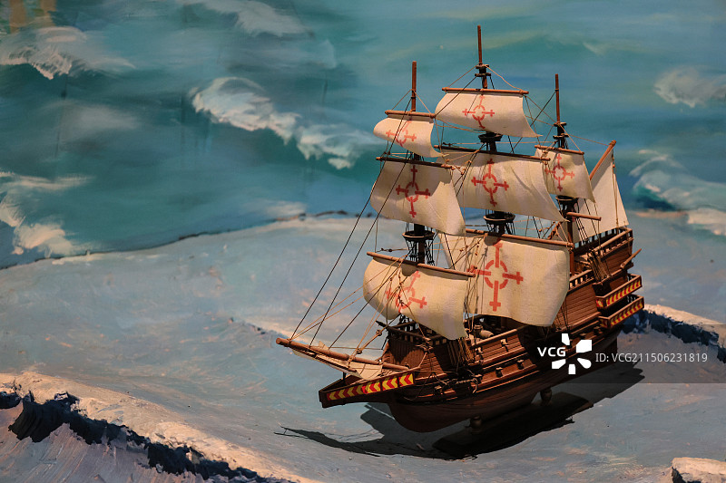 中国华侨历史博物馆的海上帆船模型图片素材