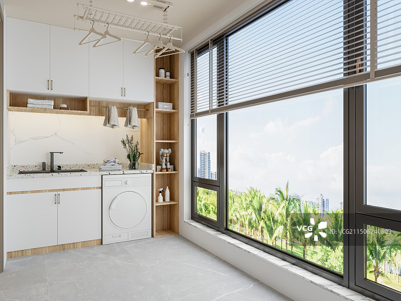 现代家居阳台嵌入式洗衣机图片素材