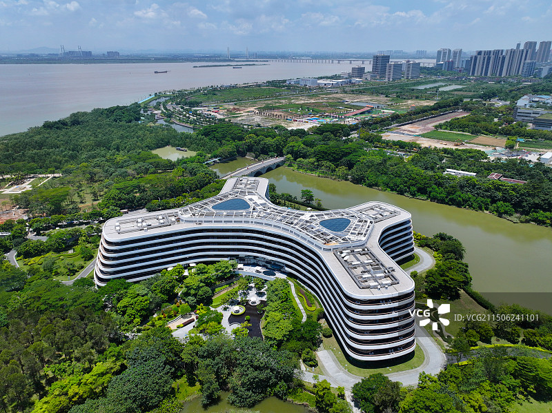 广东省广州市南沙区大角山海滨公园航拍图片素材