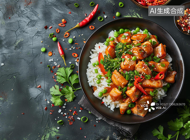 【AI数字艺术】照烧鸡肉盖饭图片素材