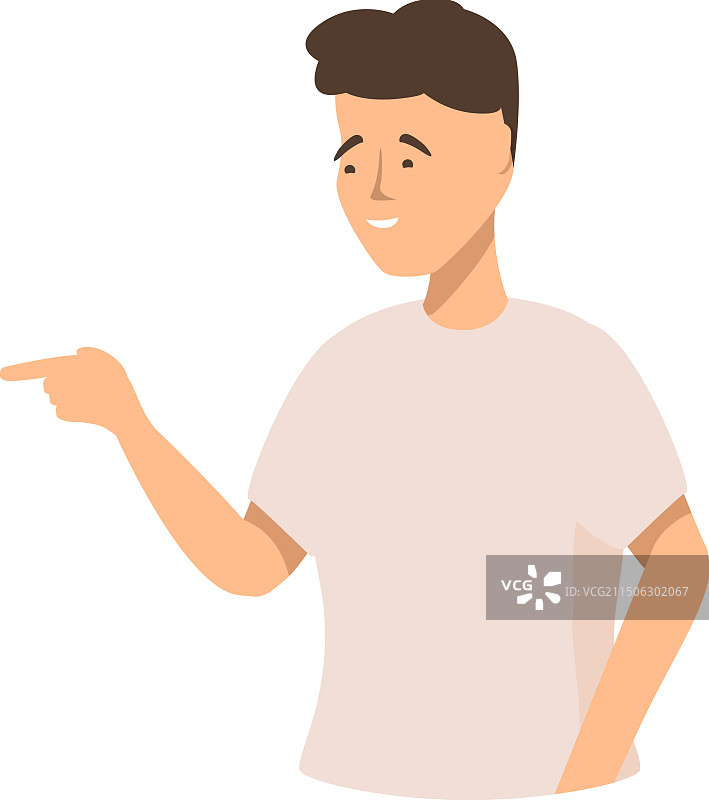 用手指着并微笑的年轻男人图片素材