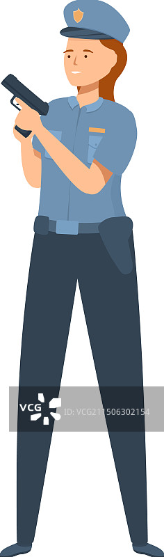 持枪的微笑女警图片素材