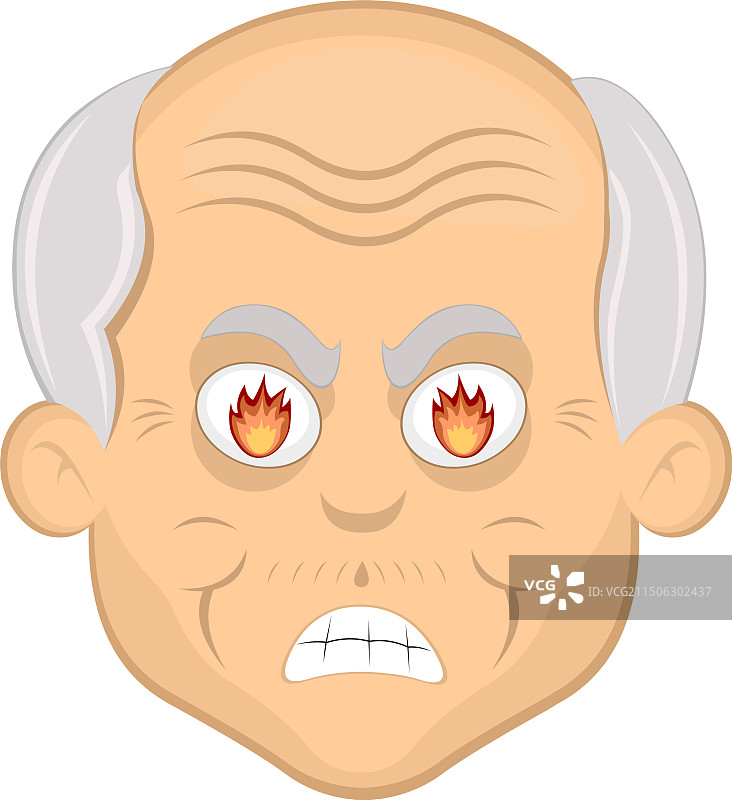 表情愤怒的老年男子面部特写图片素材