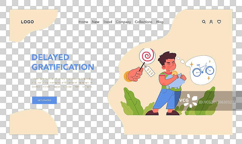 思考中的男孩（零花钱网页或着陆页）图片素材