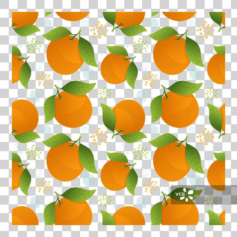 白色背景上的橙色绿叶图案图片素材