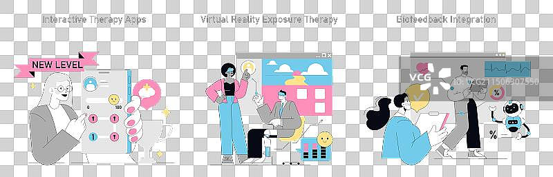 心理治疗中的游戏化扁平设计图片素材