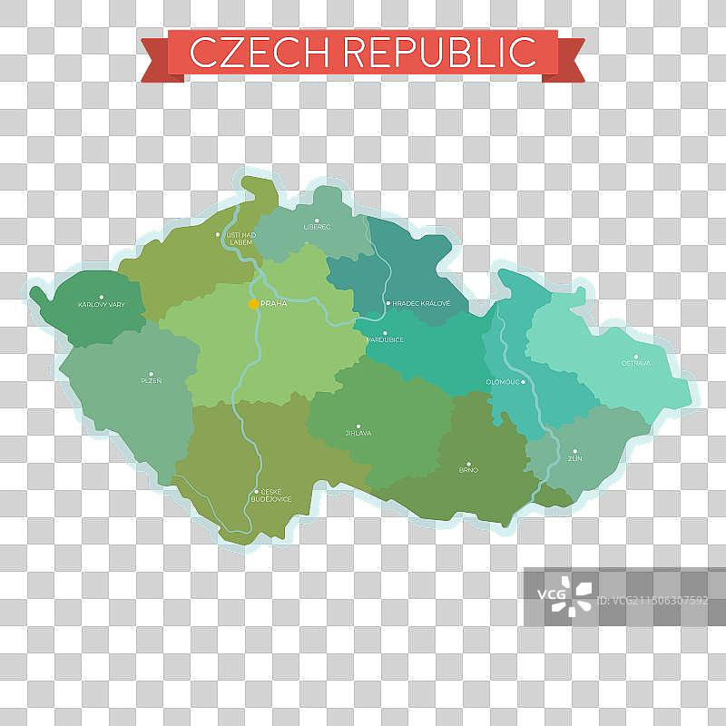 捷克共和国扁平风格地图图片素材