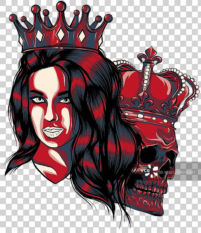 美女与野兽 - 黑色背景上的野兽王子和女孩图片素材