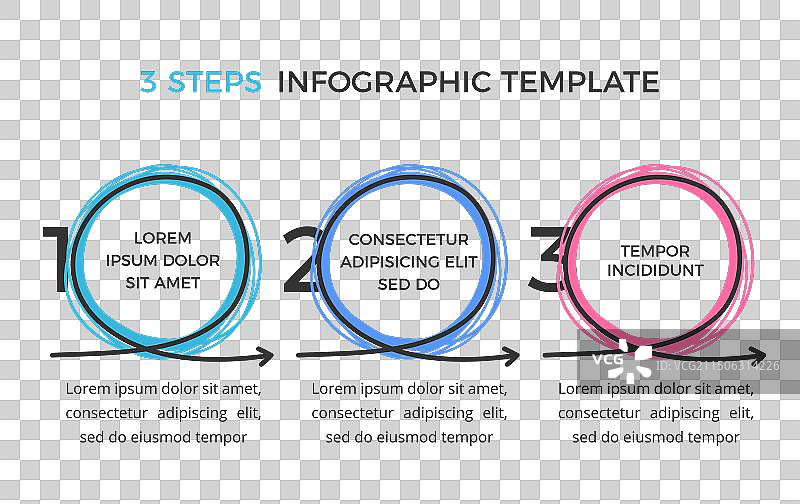 手绘信息图表 - 3个元素图片素材