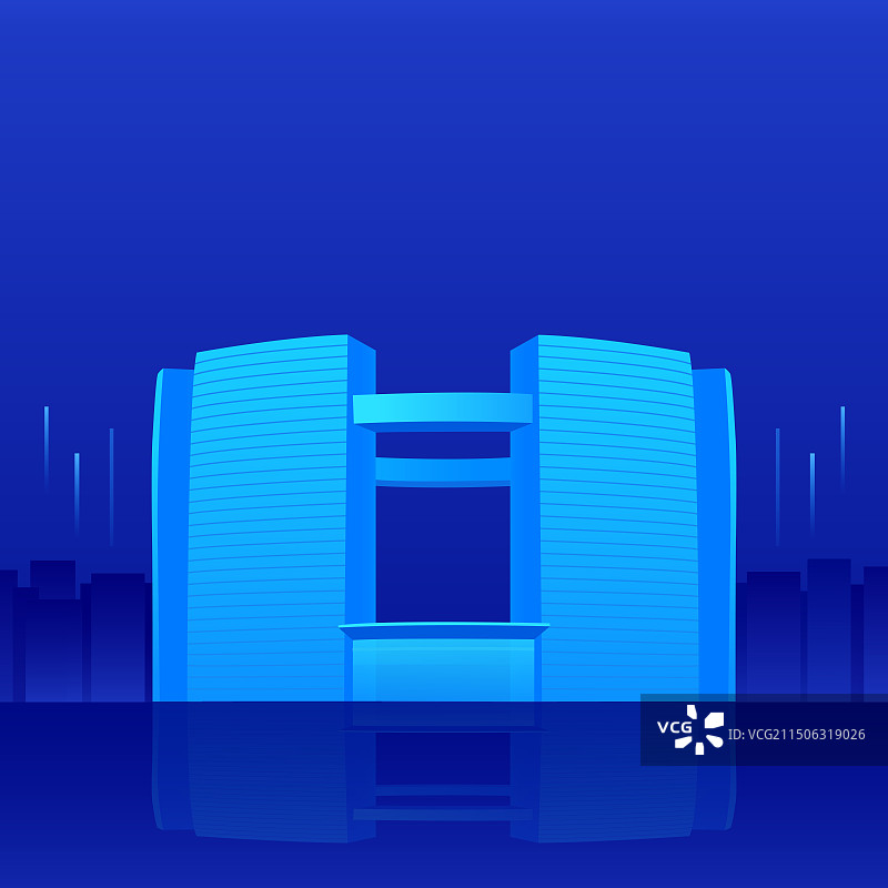 杭州钱江新城市民中心矢量插画，科技经济宣传广告推广图片素材