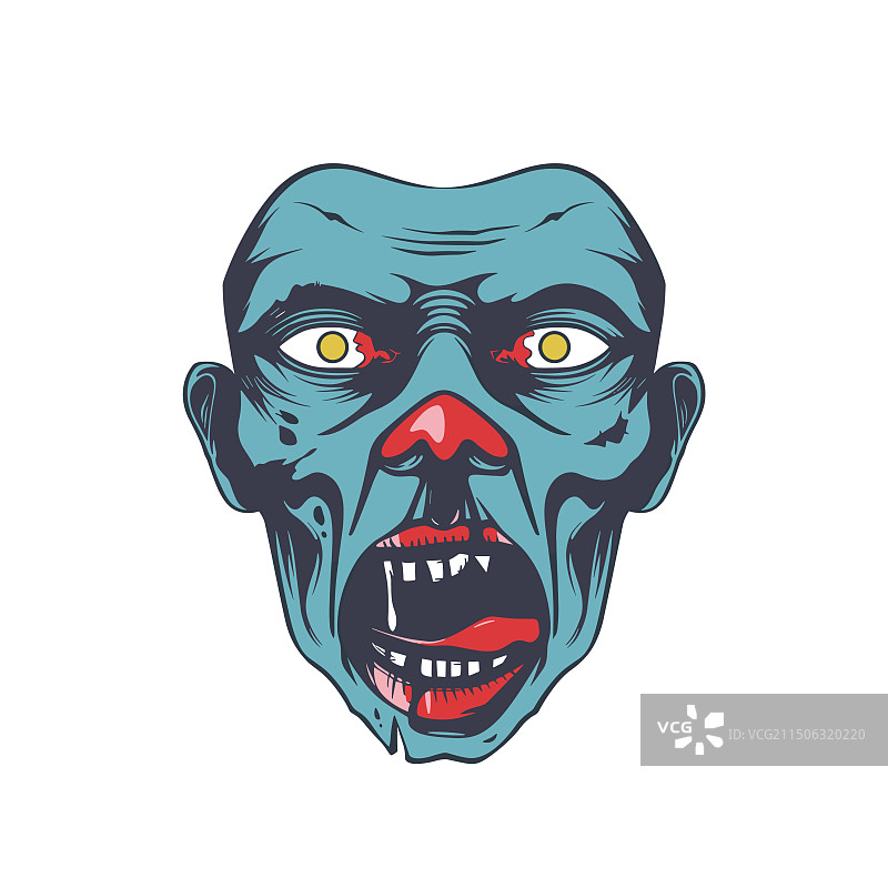 蓝色僵尸脸，展现愤怒和恐惧图片素材