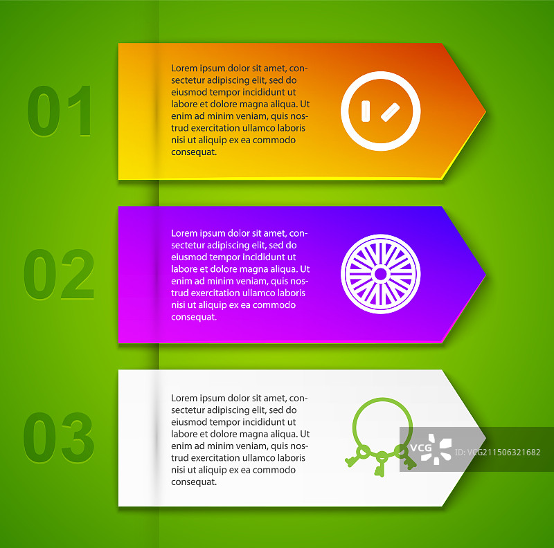 圆形木盾旧轮钥匙线条组合图片素材