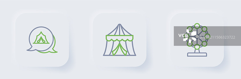 摩天轮马戏团帐篷线性图标图片素材