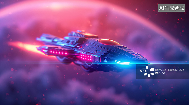 【AI数字艺术】宇宙飞船太空航行星际穿越概念商业探索插图图片素材
