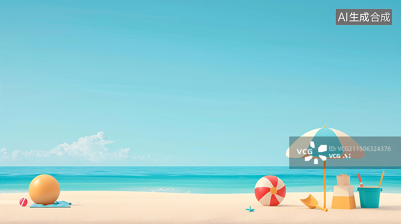 【AI数字艺术】夏天海滩度假放松假期热带沙滩特写风景背景图片素材