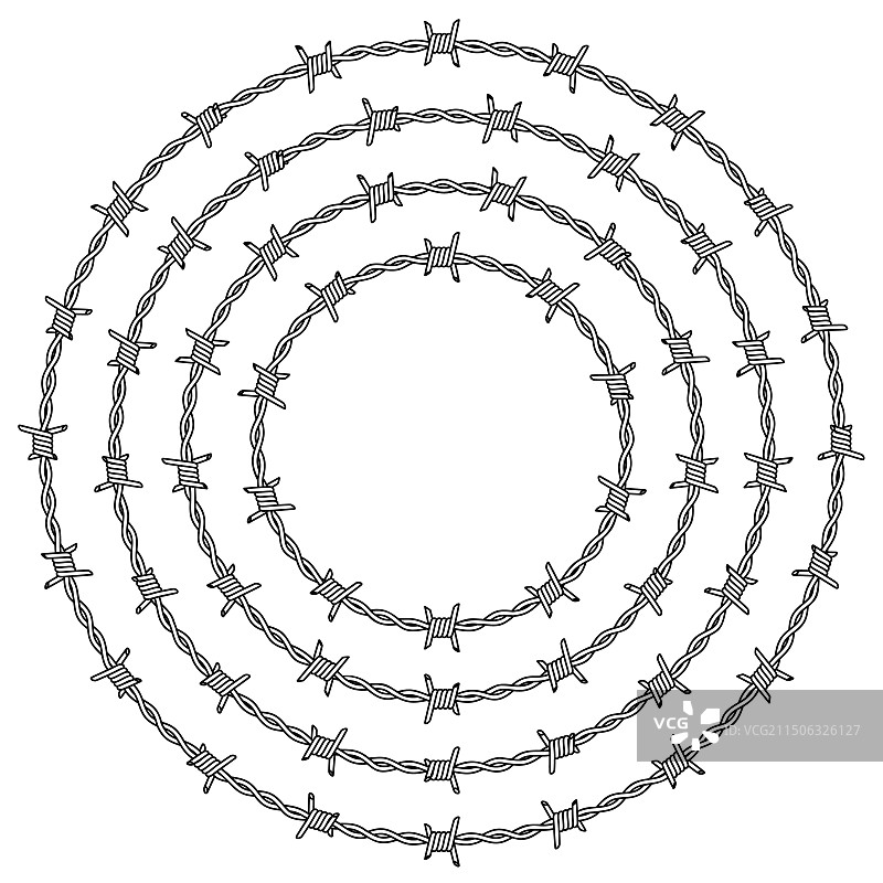 带刺铁丝网圆圈轮廓图片素材