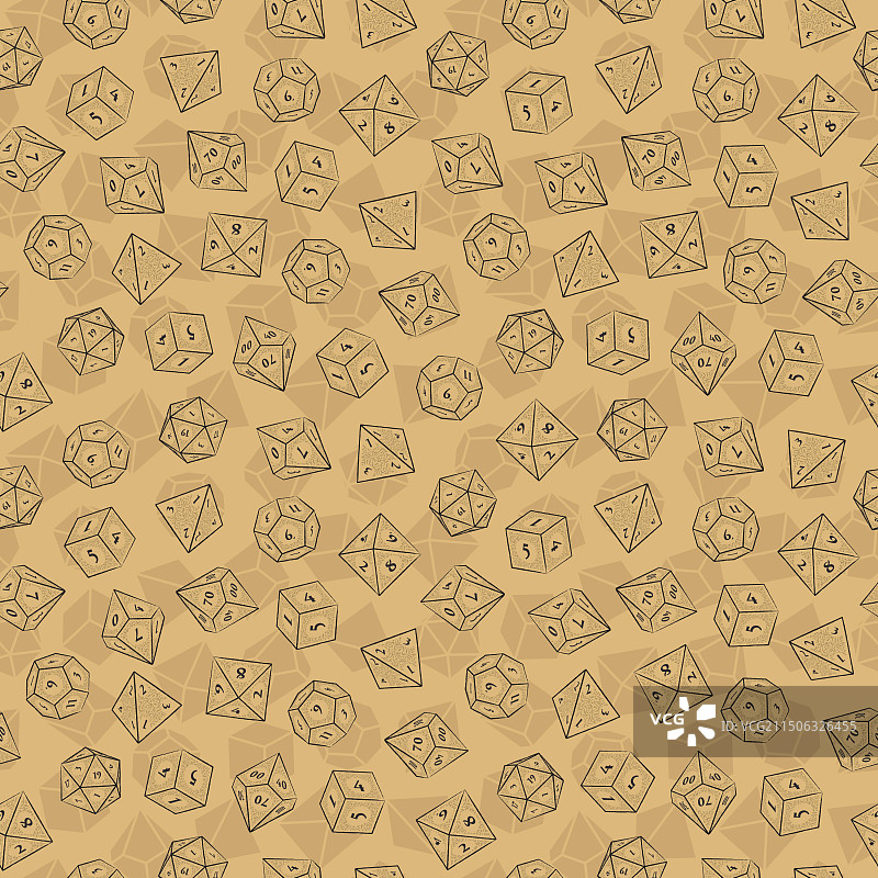 棕色无缝图案：d4 d6 d8 d10 d12图片素材