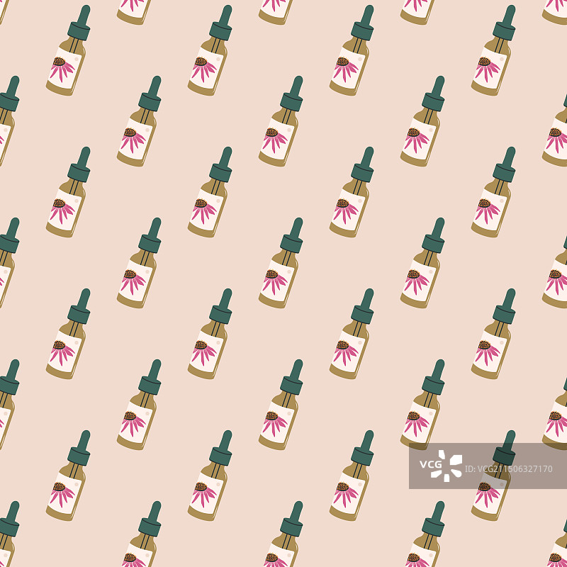 紫锥菊精油滴管无缝图案图片素材