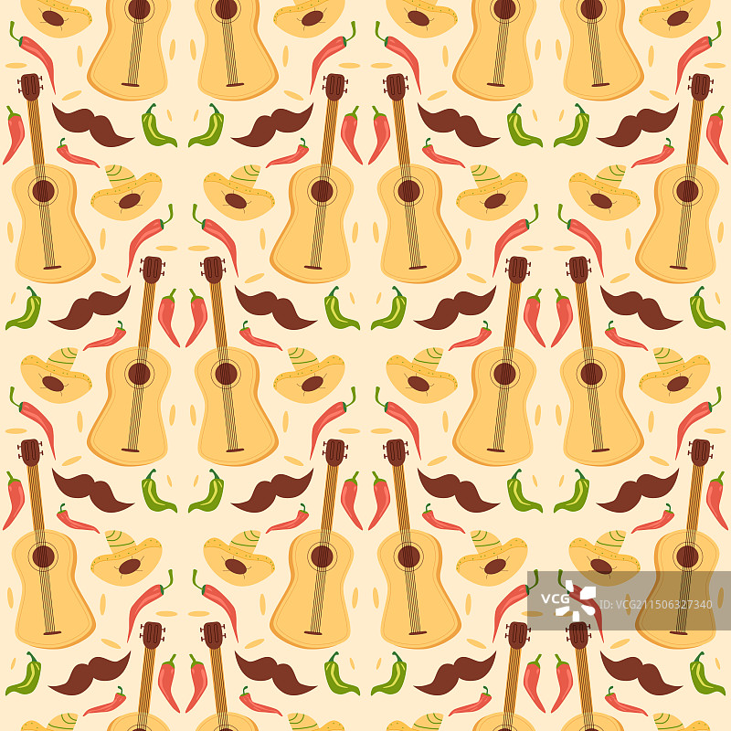 墨西哥音乐节吉他无缝图案图片素材