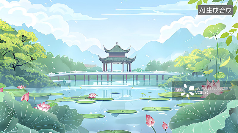 【AI数字艺术】夏至小暑大暑节气插画图片素材