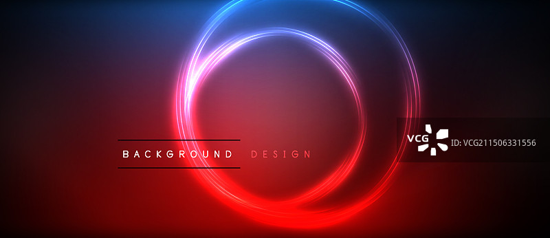 霓虹灯发光的圆形光线照亮了圆线图片素材