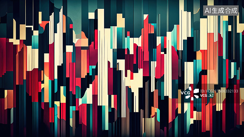 【AI数字艺术】彩线交织抽象画图片素材