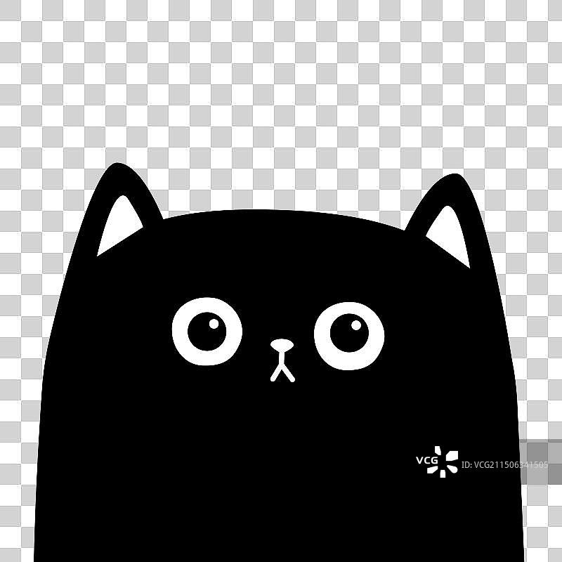 猫咪悲伤的脸部轮廓黑色小猫图片素材