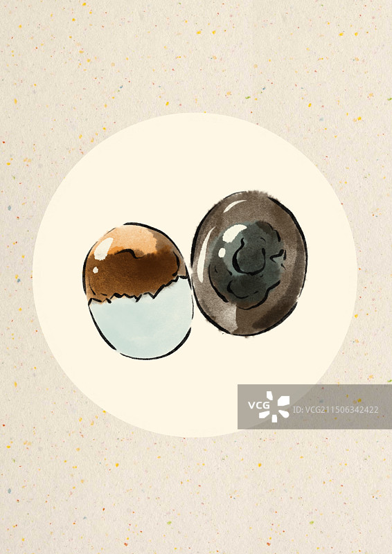 水墨风河北美食插画-白洋淀松花蛋图片素材