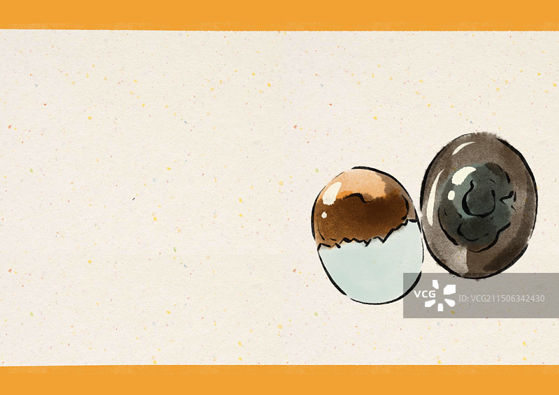 水墨风河北美食插画-白洋淀松花蛋图片素材